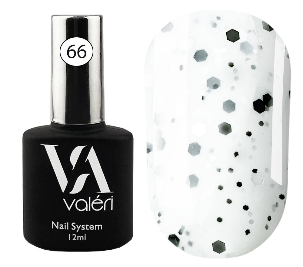 Valeri "BIAB" French Base #66 "Milky Black Silver White Dots" 12 ml