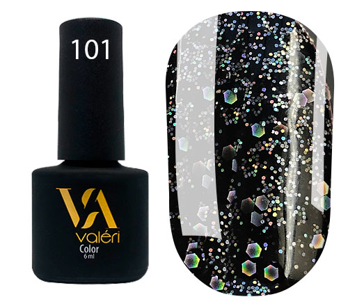 Valeri Gelpolish #101 "Black Holographic Glitter" 6 ml