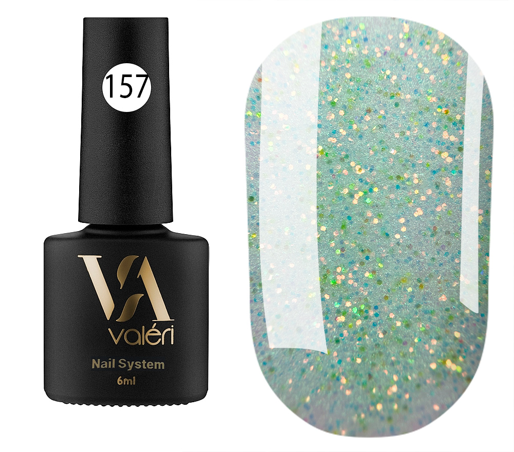 Valeri Gelpolish #157 "Green Glitter" 6 ml