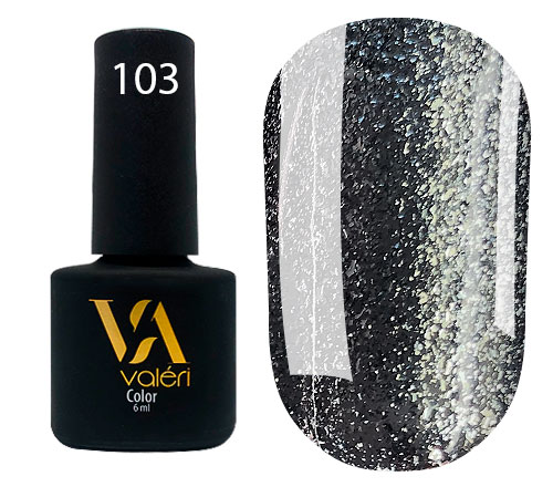 Valeri Gelpolish #103 "Dark Grey Silver Glitter" 6 ml